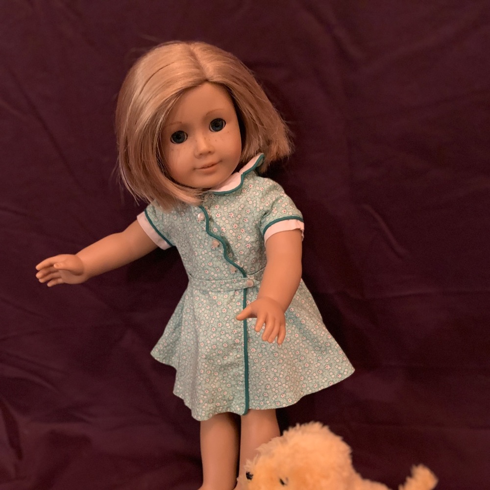 Green American girl doll dress